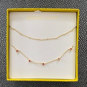 Kendra Scott Gold 2 Necklace with Pink Reddish Stone price lowest no offers